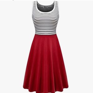 Striped Sleeveless Cotton Tank Dress Large